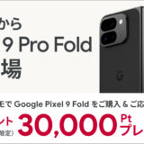 [Google Pixel ] ドコモ限定！Google Pixel 9 Pro Fold 購入・応募で、dポイント(期間限定・用途限定) 30,000ポイントプレゼント！ 購入特典